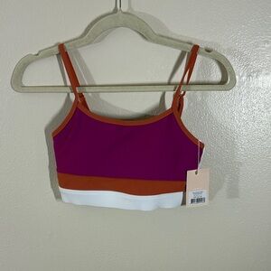 Colorblock Sports Bra - Pink, Orange, and White